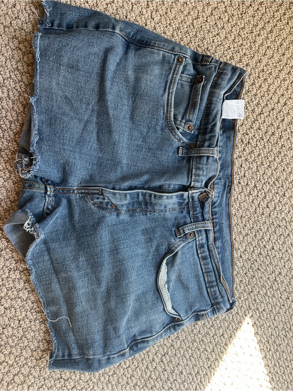 Levi's Light Blue Frayed Denim Shorts- size 32